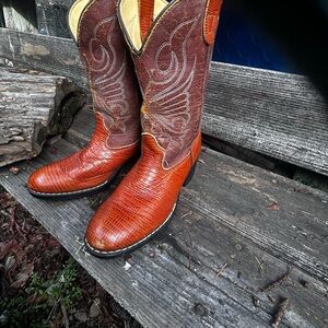 Kids Western Leather Boots - Brown and Tan